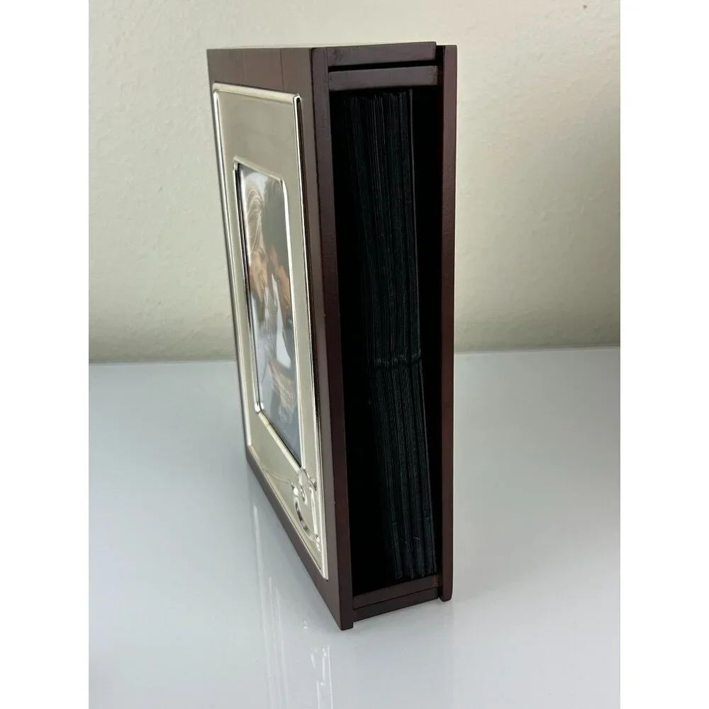 Lenox Forevermore Bookshelf Photo Album Wood Silver Tone Hearts Storage READ
